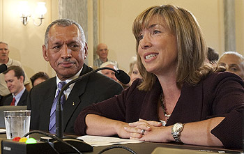 NASA Administrator Charles Bolden and Deputy Administrator Lori Garver at their Senate confirmation hearing in July 2009